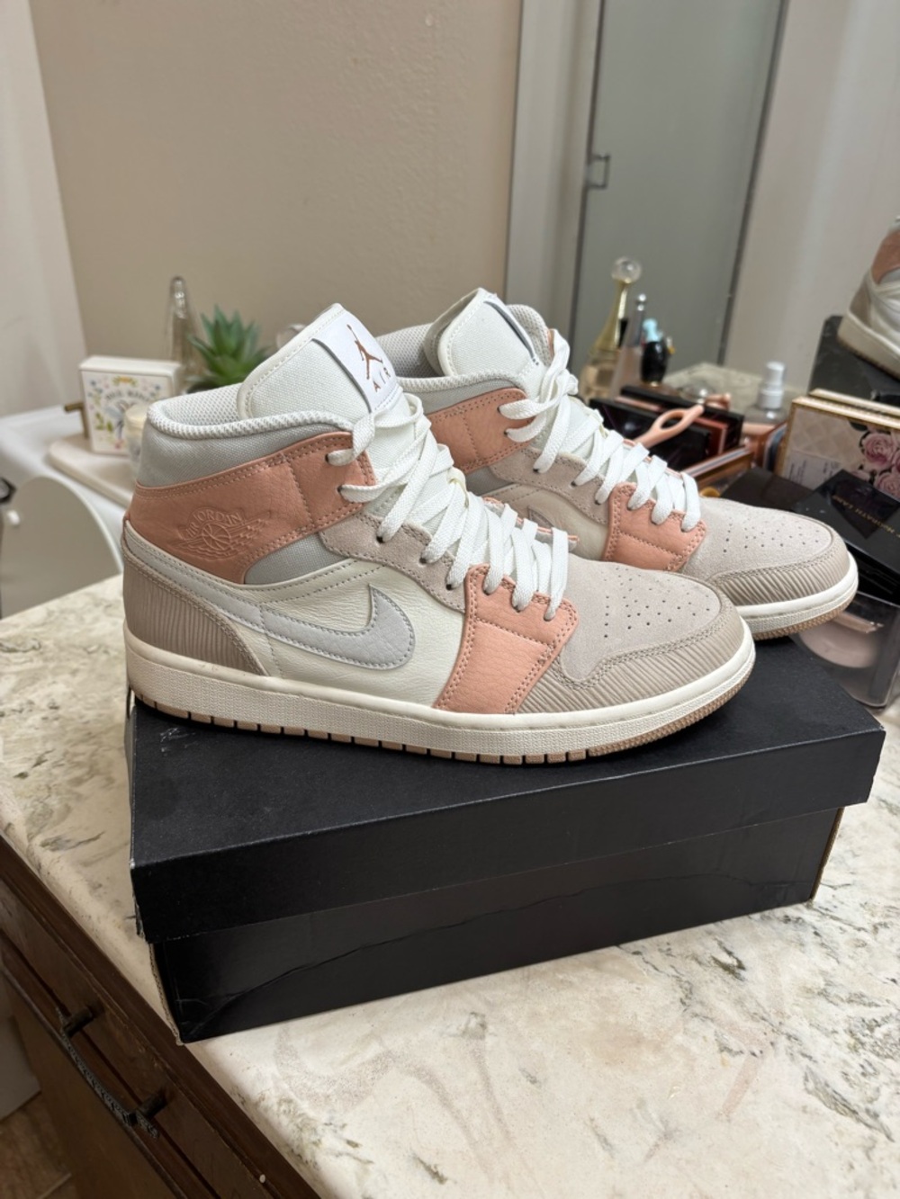Jordan Mid-Top Women’s Sneakers in Cream & Blush